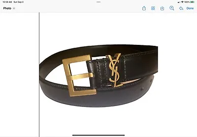 $290 • Buy Ysl Women’s Black Leather Belt Size 85cm 4/6 Dress/ 26pants