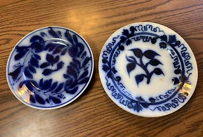 2 Antique Flow Blue Plates Vintage Dinner Ware Indiana Estate Finds 7.5”& 8” • $40