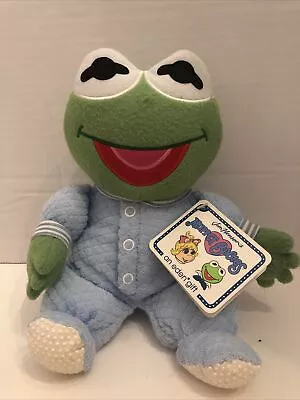 EDEN Muppet Babies Plush Kermit The Frog Doll Blue Pajamas With TAG Jim Henson • $69.99