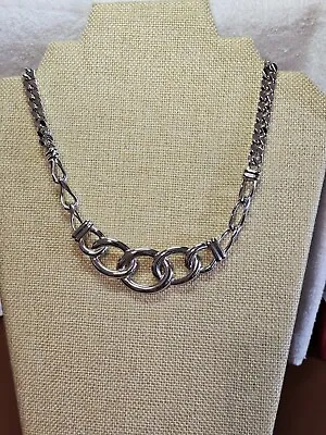 Vintage Monet Signed Statement Links Pendant Chain In Silver ✨️✨️ • $4.99