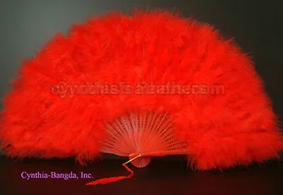 28 Leaves Bright Red Marabou Feather Fan A+ Quality • $14.49