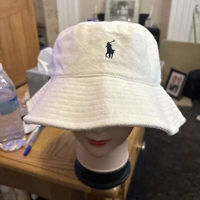 Polo Ralph Lauren One Size  White French Terry Towelling Summer Bucket Hat BNWT • £30