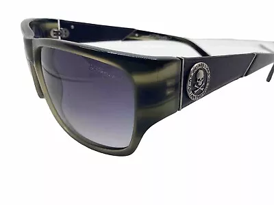 Ed Hardy Unisex Sunglasses Skull & Crossbone Olive Frames Gradient Lenses • $49.99