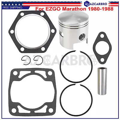 For EZGO 2 Cycle Gas Golf Cart 1976-1988 Standard Bore Piston Ring & Gasket Kit • $34.95