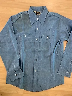 $12.50 • Buy Vintage Deadstock 1960s Chambray Work Shirt LARGE