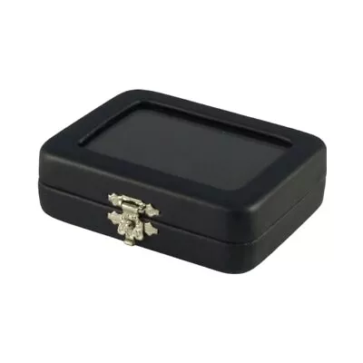 Novel Box Black Leatherette Glass Top Jewelry Case With BK/WH Reversible Pad • $11.99