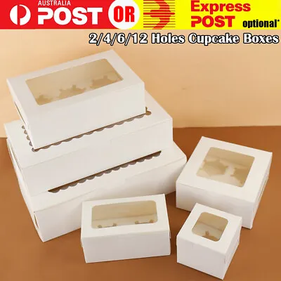 Cupcake Boxes 2 4 6 12 Holes Window Face Muffin Wedding Party Gift Cup Cake Case • $4.98