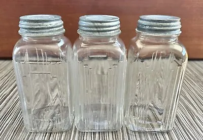 3 Vintage Square Ribbed Atlas Mason Jars Rare W/ Zink Lids 5414 - 1 4 7 • $65