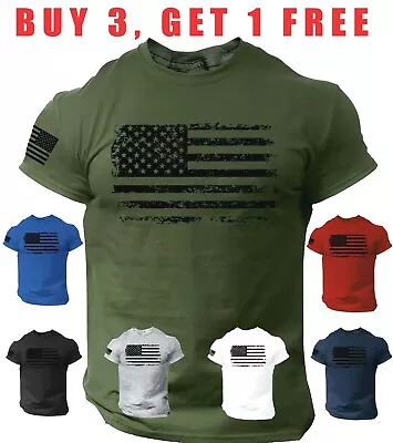 USA Distressed Flag Men T Shirt Patriotic American Tee S - 3XL • $13.90