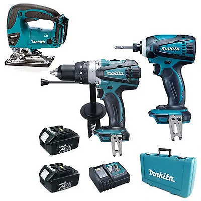 Makita 18v Lxt Li Ion Dk18000 Kit Bhp458 Btd146 & Djv180 Jigsaw • £1415.32