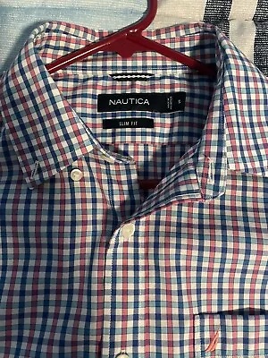 Nautica Mens Long Sleeve Button Dress Shirt Multi Color Plaid Small • $14.99