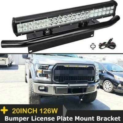 $68.99 • Buy 20 Inch LED Light Bar + License Plate Mount Bracket Holder For Ford F-150 F-250