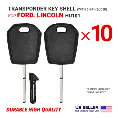 10X Transponder Key Shell Case For Ford Lincoln With Blade HU101 W/ Chip Holder • $20.95