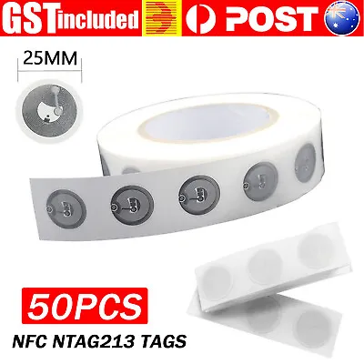 50PCS NFC TAG Sticker NTAG 213 Universal Label RFID Tag For Android NFC Phones • $11.83