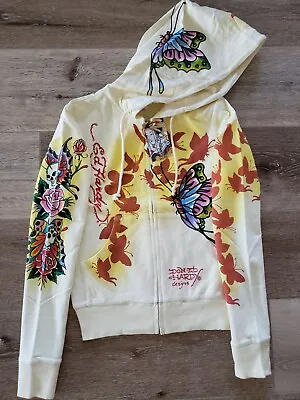 Ed Hardy By Christian Audigier Multi Color Women Vintage Hoodie Skull Butterfly • $49.99