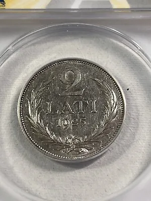 1925 Latvia 2 Lati Silver Coin Graded XF 45 By ANACS • $50