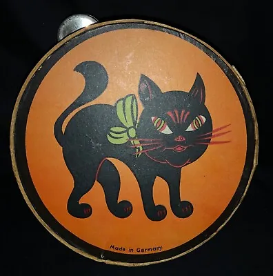 Vintage! 1930’s German Halloween Toy Noisemaker Tambourine - Black Cat • $425