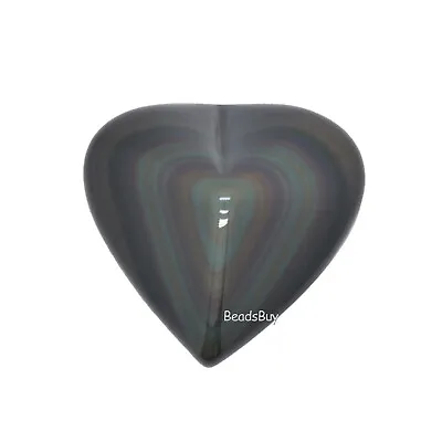 Natural Rainbow Obsidian LOVE Heart Crystal Gemstone Reiki Healing Pocket Stone • £47.99