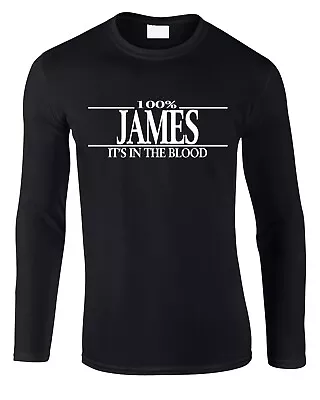 James Surname Mens Long Sleeve T-Shirt Family Name Novelty Funny Gift Tee Top • £16.99