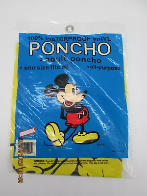 Vintage Disney World Yellow Mickey Mouse Rain Poncho Adult One Size K2 • $14.99