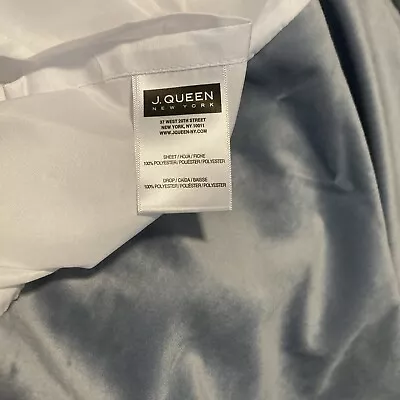 J. Queen Blue Velveteen Queen Size Bedskirt 56”x80” Platform 15” Drop • $49