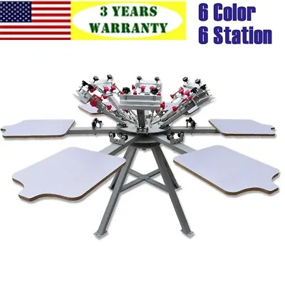 6 Color 6 Station Silk Screen Printing Press Machine Micro Registration • $1779.42