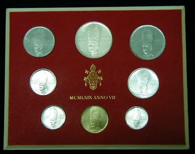 1969 VATICAN Italy OFFICIAL Set 8 COINS With SILVER Jubileum UNC Great QUALITY • $22.99