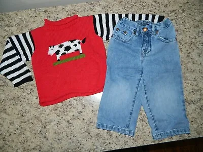 Boy's Red Cow Sweater & Gap Light Wash Jeans Size 18 Months • $24.99