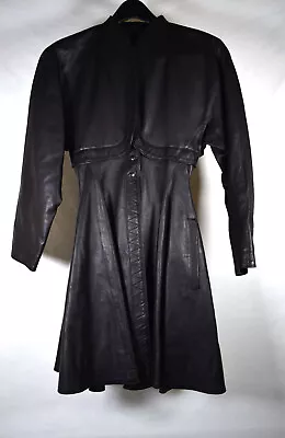 Vintage ALAIA 2 -in-1 Black Leather Bolero Fishtail Coat Dress 38 Womens • $4000