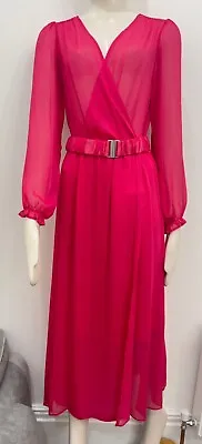 NAF NAF Womens Bright Pink Chiffon Wrap Maxi Summer Dress - RRP £79.99 • £14.95