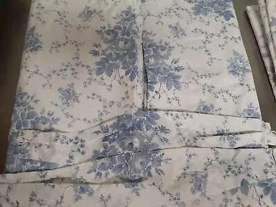 Laura Ashley Sophia Drapes-Blue & White-with Tiebacks-No Fade-86 -4 Available • $159.99