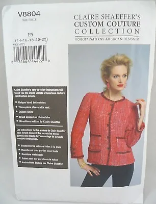 £24.34 • Buy Claire Shaeffer's Custom Couture VOGUE Jacket Pattern V8804 14-22 E5 Uncut