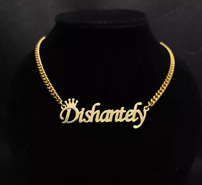 Custom Name Cuban Chain Crown Necklace Nameplate Pendant Women Men Jewelry Gift • $18.50