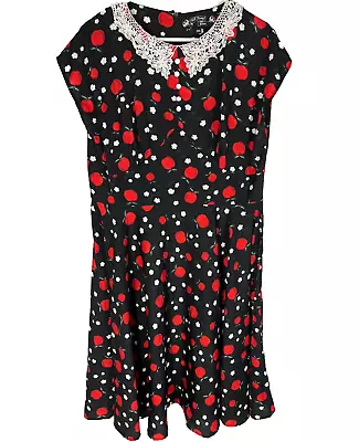 Hell Bunny Dress Womens Size 2XL Vixen Black Apple Floral Rockabilly Pin Up • $23.53