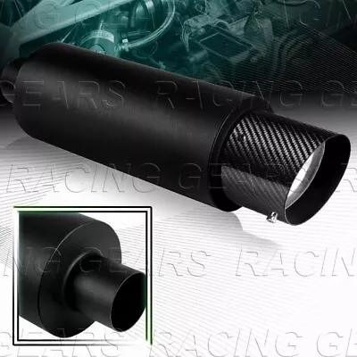 4  N1 Slant Carbon Fiber Tip 2.5  Inlet Black Stainless Racing Exhaust Muffler • $39.95