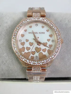 NEW Michael Kors Liliane Heart Rose Gold Mother Of Pearl Watch MK4597 + Box • $139.99