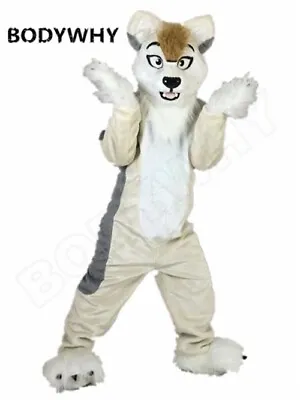 Luxury Long Fur Husky Dog Fursuit Mascot Costume Wolf Dog Fox Cosplay Party • $841.87