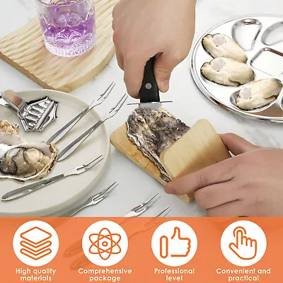 10Pcs Oyster Shucking Set With Oyster Tray Oyster Cutter Lemon Clip Oyster BiXXV • $27.29