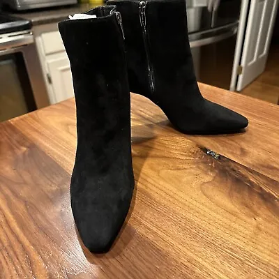 Vince Camuto Suede 3 1/4 In High Heeled Ankle Boots New W/out Box Black Size 8.5 • $34