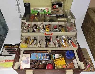 Large Mixed Lot Of Fishing Lures In Vintage Plano Tackle Box Miscellaneous • $85