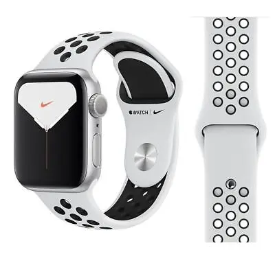 $92.60 • Buy Genuine Apple Nike 42mm/44mm/45mm Sport Loop Watch Band - Pure Platinum / Black