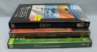 Disney Lot Of 3 ~ DisneyNature Earth Cheetah & Chimpanzee (DVD) • $13.49