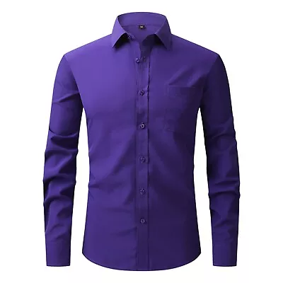 Men Wrinkle-free Formal Long Sleeve Shirts Business Casual Dress Shirt Button Up • $17.78