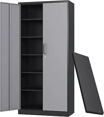 72'' Tall Metal Garage Cabinet Storage Cabinet With 2 Doors 5 Adjustable Shelves • $199.99