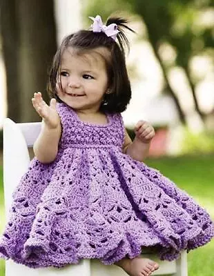 Crochet Pattern Baby Girls Sleeveless Lacy Summer Sun Dress DK 16 - 20 Long Full • £2.15