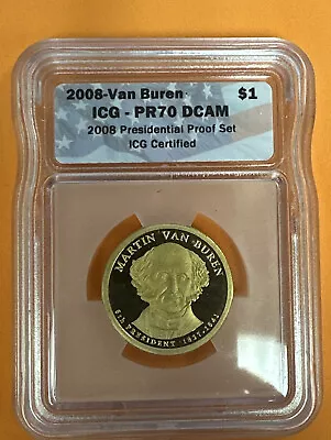 2008 Martin Van Buren Dollar Coin Graded ICG PR70 DCAM • $10