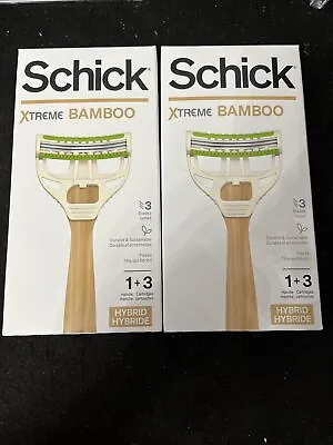 Lot Of 2: Schick Xtreme BAMBOO Men’s Razor W/ 1 Handle & 3 Cartridges Flexes • $13.61