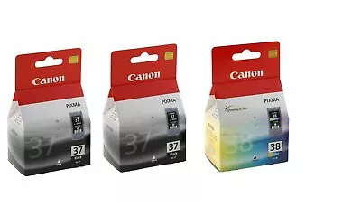 Genuine Canon PG37 & CL38 Ink Cartridge Pixma IP1800 IP1900 IP2500 IP2600 LOT • £49.99