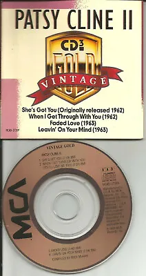 PATSY CLINE II Vintage Gold LIMITED 4TRX RARE MINI 3 INCH CD Single 1989 USA CD3 • $24.99