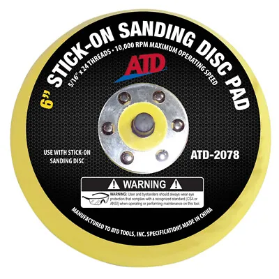 ATD Replacement 6  Stick On PSA DA Sanding Disc Backing Pad #2078 • $19.99